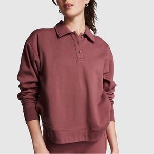 Victoria’s Secret PINK Everyday Fleece Polo Sweatshirt sweater morning rose XXL